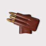 Purera de piel color marrón avellana para tres Partagas o similares