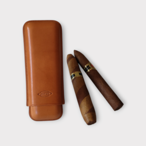 Purera de piel para puros toro Purera de piel color Miel para 2 robustos Toro