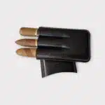 Purera de piel color negro para tres puros talla Toro